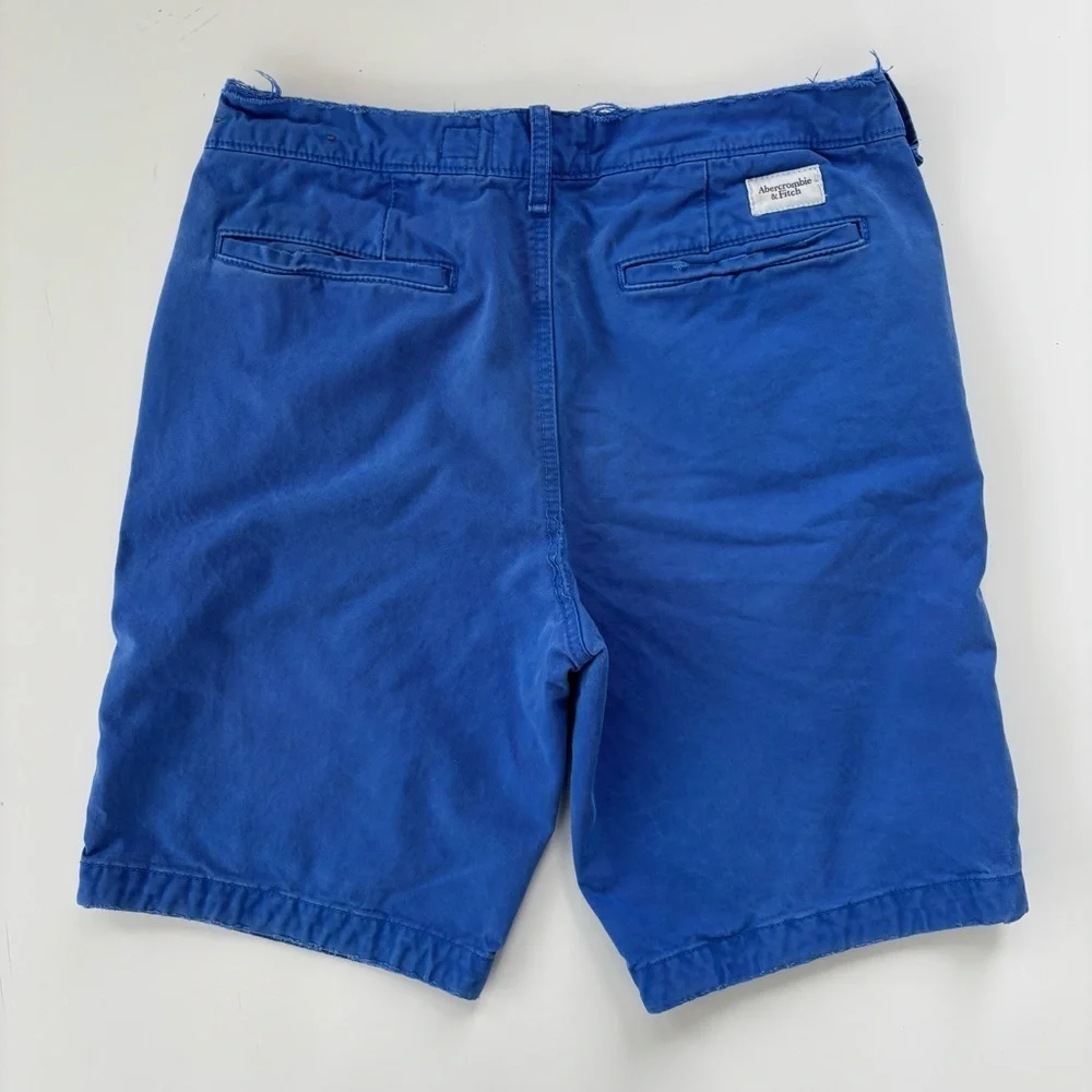 Abercrombie & Fitch Men's Bright Blue Khaki Preppy Button Fly Shorts Size 34